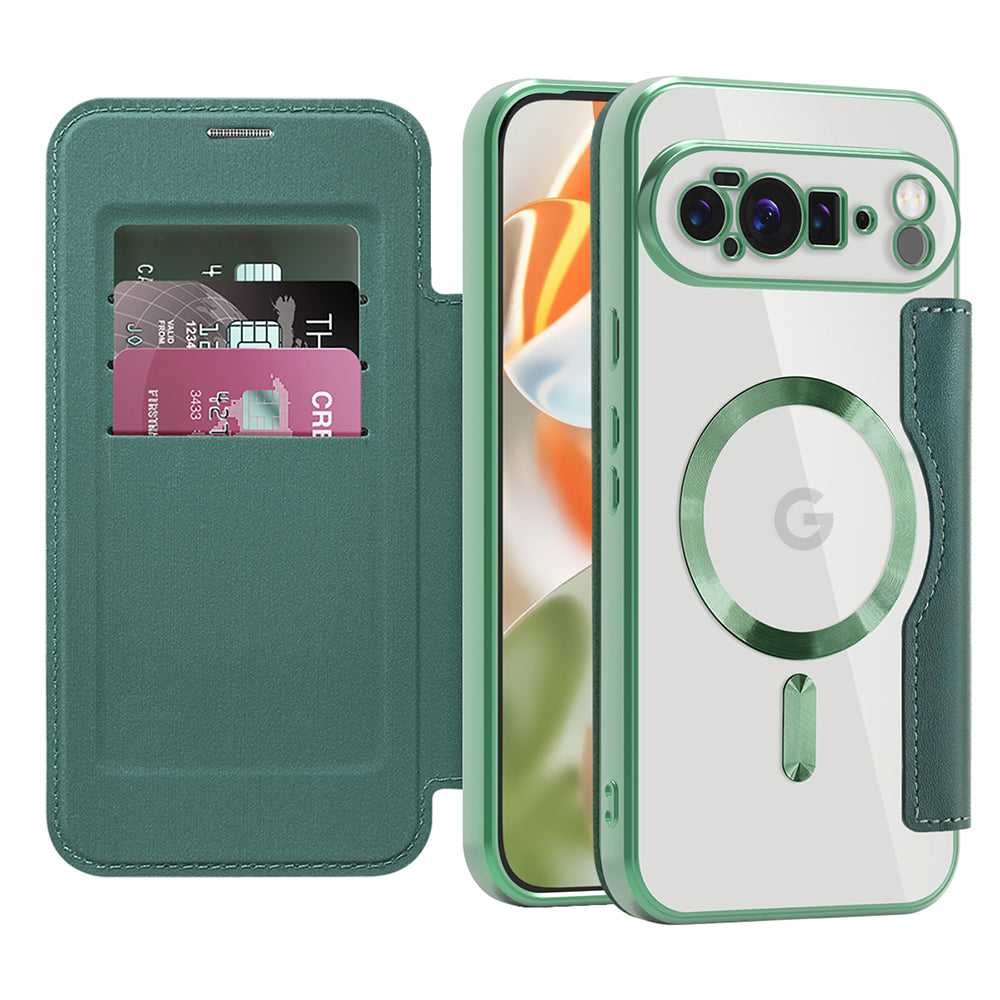 Custodia MagSafe per Google Pixel 10 Pro XL, Techsuit, SmartMag Book, Verde