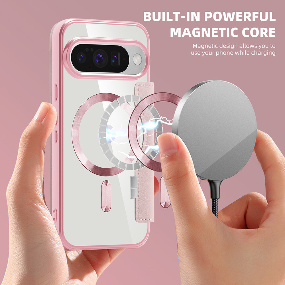 Coque MagSafe pour Google Pixel 10 Pro / 10, Techsuit, SmartMag Book, Rose