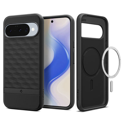MagSafe Hülle für Google Pixel 10 Pro / 10, Spigen, Caseology Parallax, Mattschwarz ACS09708