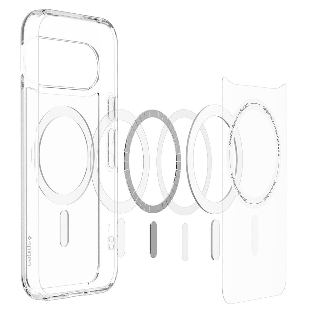 Coque MagSafe pour Google Pixel 11, Spigen, Ultra Hybrid, Transparente Blanche ACS11441