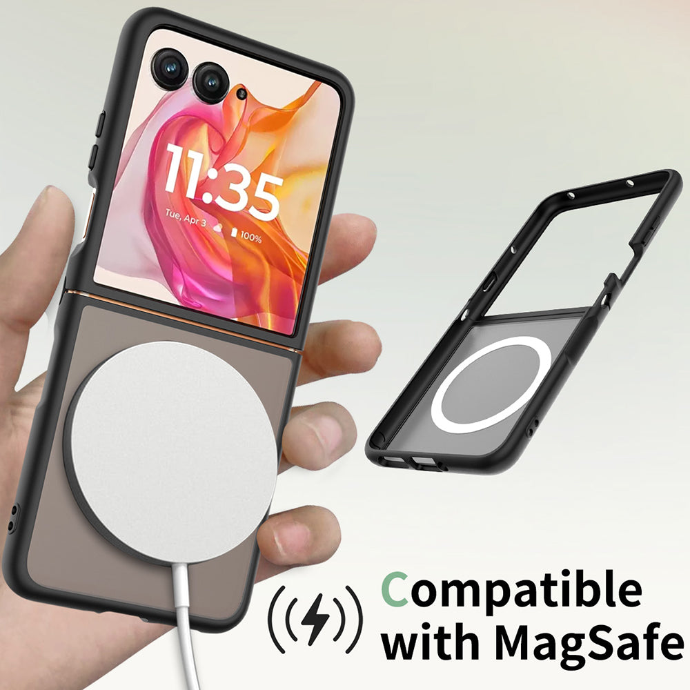 Custodia MagSafe per Motorola Razr 70 Plus / Razr 50 Ultra, Techsuit, PureFrost, Nero Satinato