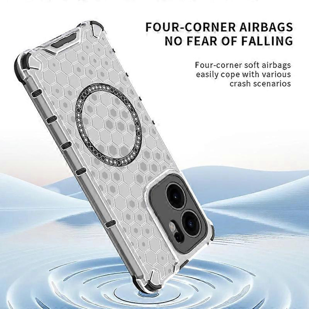 Coque MagSafe pour Oppo Reno13 FS 5G / Reno13 F 4G / Reno13 F, Techsuit, HoneyComb Shield, Blanche