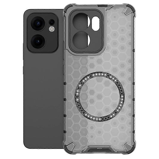 Custodia MagSafe per Oppo Reno13 FS 5G / Reno13 F 4G / Reno13 F, Techsuit, HoneyComb Shield, Nera