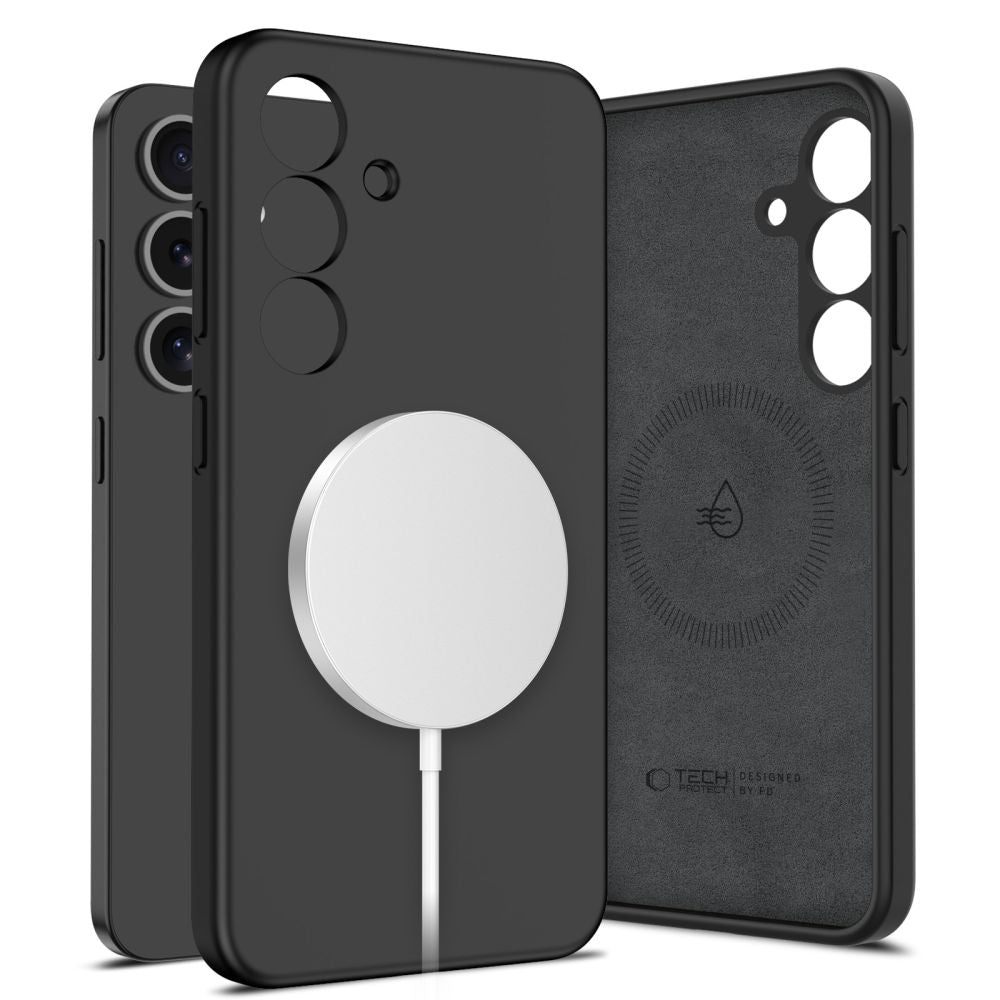 Custodia MagSafe per Samsung Galaxy S25 S931, Tech-Protect, Silicone Liquido, Nera