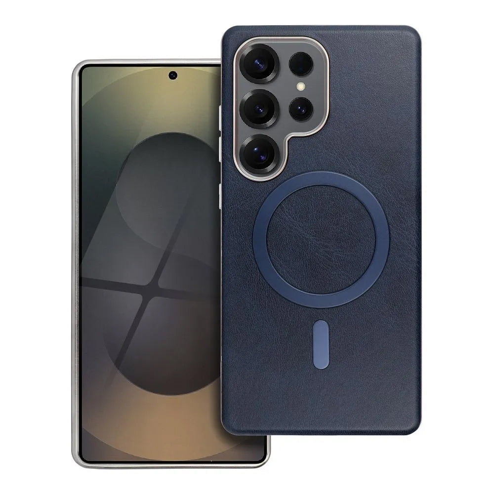 Custodia MagSafe per Samsung Galaxy A36 A366, OEM, Gentleman Mag, Blu Navy