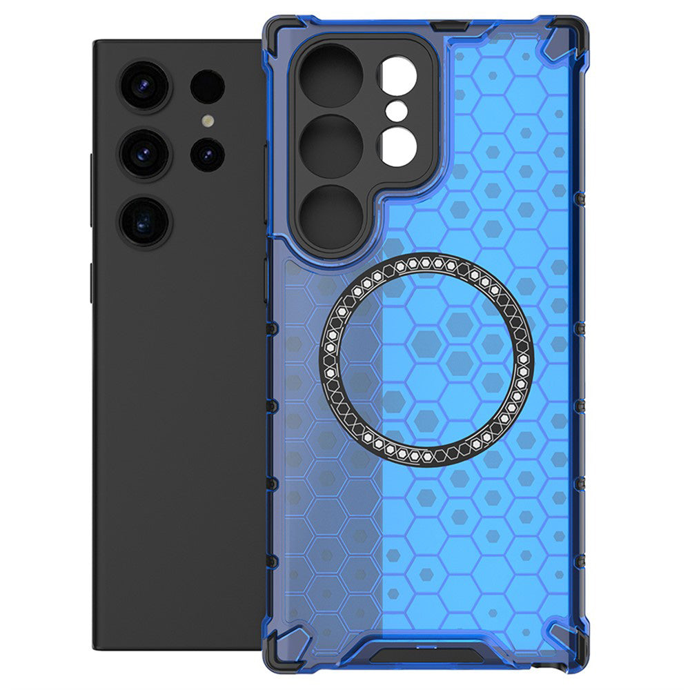 Custodia MagSafe per Samsung Galaxy S24 Ultra S928, Techsuit, HoneyComb Shield, Blu