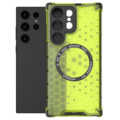 Coque MagSafe pour Samsung Galaxy S25 Ultra S938, Techsuit, HoneyComb Shield, Vert