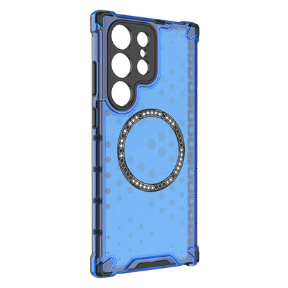 Custodia MagSafe per Samsung Galaxy S24 Ultra S928, Techsuit, HoneyComb Shield, Blu