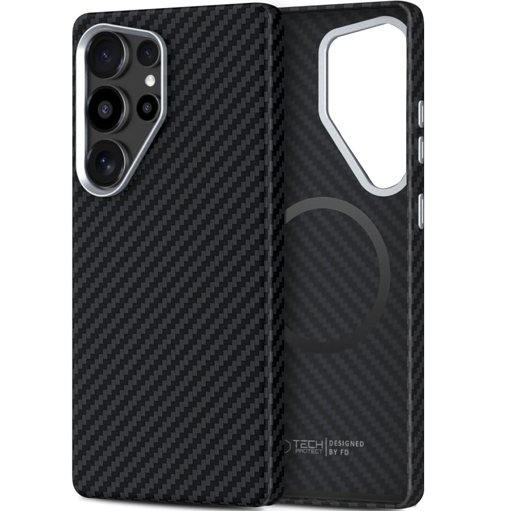 Custodia MagSafe per Samsung Galaxy S25 Ultra S938, Tech-Protect, Ion Carbon, Nera