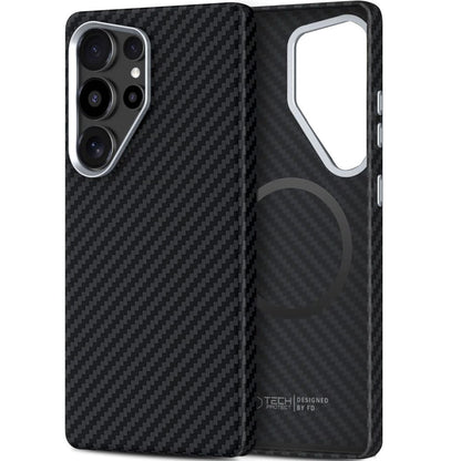 Custodia MagSafe per Samsung Galaxy S25 Ultra S938, Tech-Protect, Ion Carbon, Nera