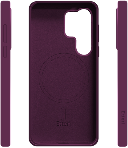 Coque MagSafe pour Samsung Galaxy S25 Ultra S938, Etteri, Silicone Mag, Bordeaux