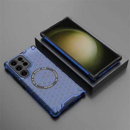 Custodia MagSafe per Samsung Galaxy S24 Ultra S928, Techsuit, HoneyComb Shield, Blu