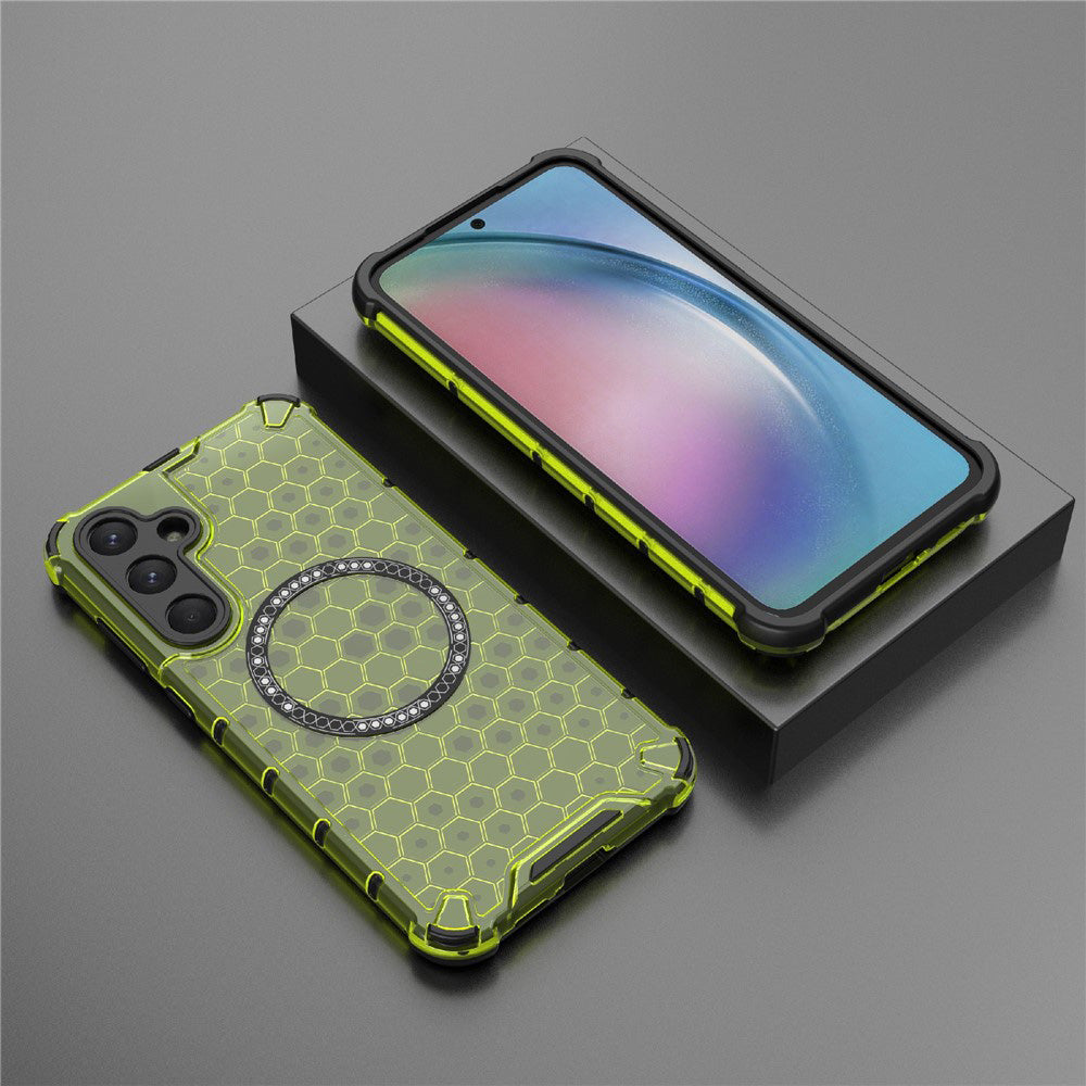 Coque MagSafe pour Samsung Galaxy S25 S931, Techsuit, HoneyComb Shield, Vert