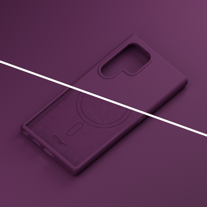 Coque MagSafe pour Samsung Galaxy S25 Ultra S938, Etteri, Silicone Mag, Bordeaux