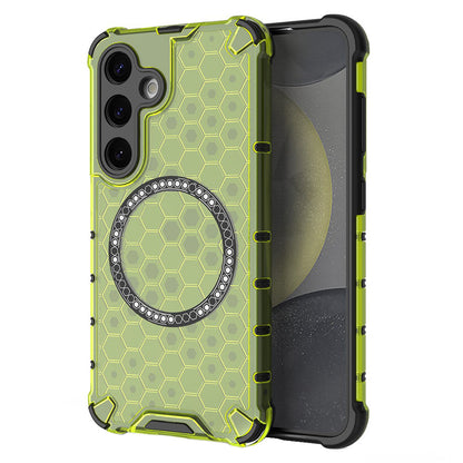 Coque MagSafe pour Samsung Galaxy S25 S931, Techsuit, HoneyComb Shield, Vert