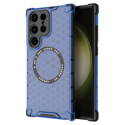 Custodia MagSafe per Samsung Galaxy S25 Ultra S938, Techsuit, HoneyComb Shield, Blu