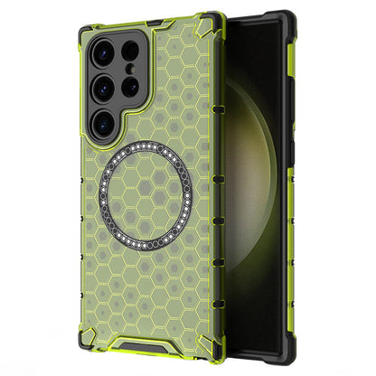 Coque MagSafe pour Samsung Galaxy S25 Ultra S938, Techsuit, HoneyComb Shield, Vert