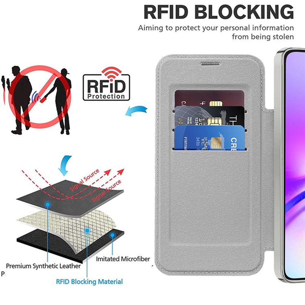 Custodia MagSafe per Samsung Galaxy A05s A057, Techsuit, SmartMag Book, Grigio