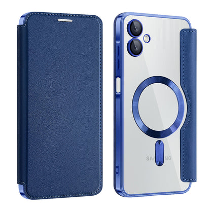 Coque MagSafe pour Samsung Galaxy A06 A065, Techsuit, SmartMag Book, Bleue