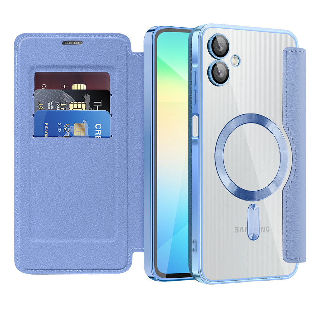 Custodia MagSafe per Samsung Galaxy A06 A065, Techsuit, SmartMag Book, Blu