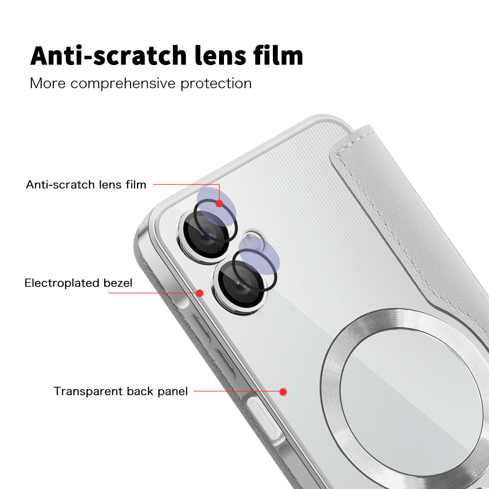 Custodia MagSafe per Samsung Galaxy A06 A065, Techsuit, SmartMag Book, Grigio
