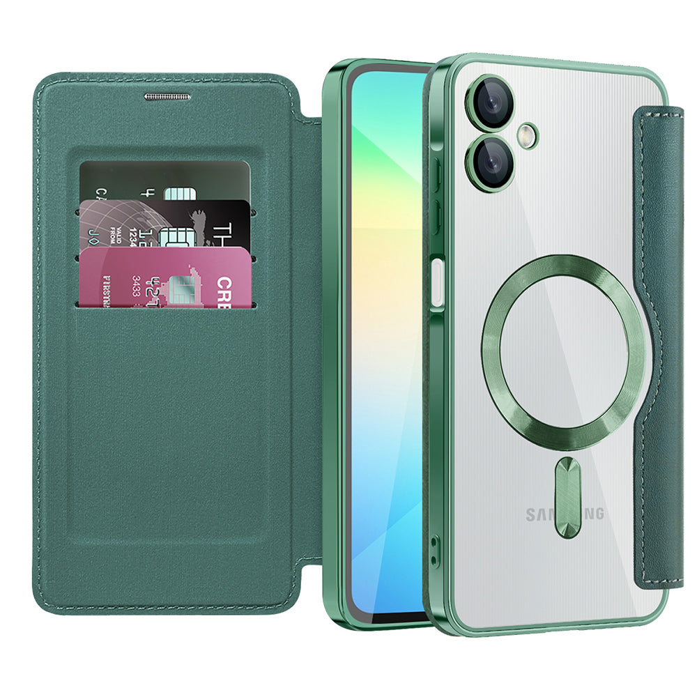 Coque MagSafe pour Samsung Galaxy A06 A065, Techsuit, SmartMag Book, Vert