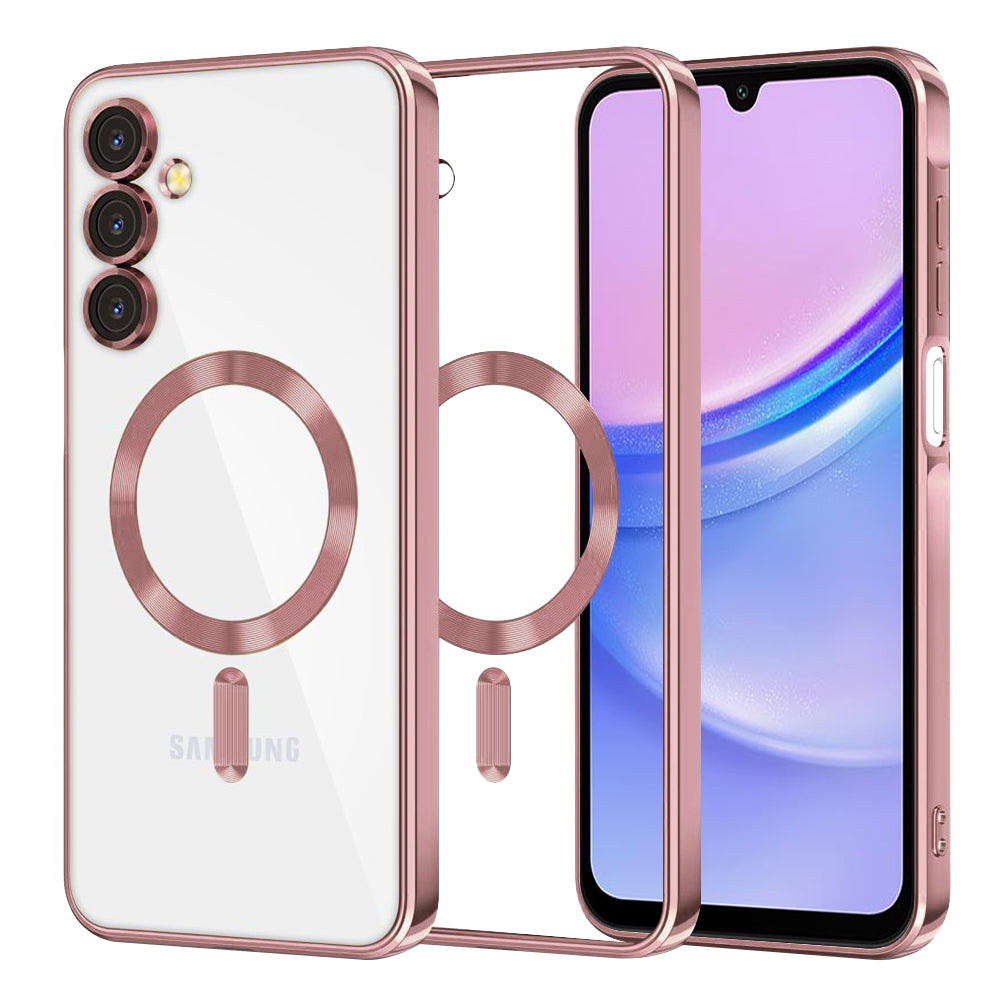 MagSafe-Hülle für Samsung Galaxy A15 5G A156 / A15 A155, Techsuit, Luxury Crystal, Rosa