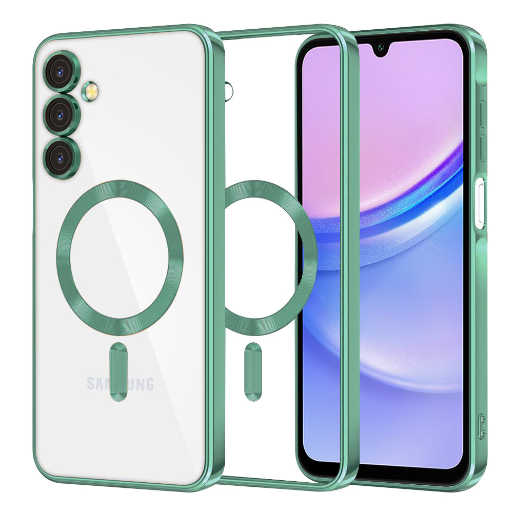 Coque MagSafe pour Samsung Galaxy A15 5G A156 / A15 A155, Techsuit, Luxury Crystal, Vert Clair