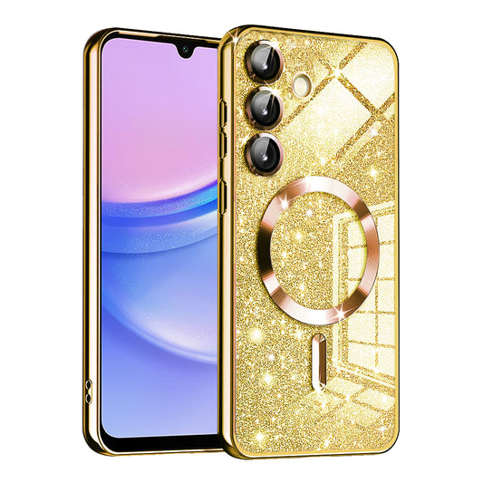 Custodia MagSafe per Samsung Galaxy A15 5G A156 / A15 A155, Techsuit, Luxury Glitter, Dorata