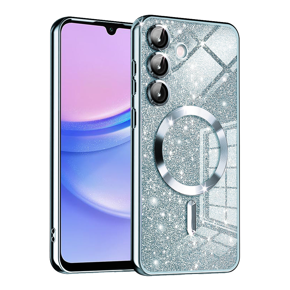 Custodia MagSafe per Samsung Galaxy A15 5G A156 / A15 A155, Techsuit, Luxury Glitter, Blu