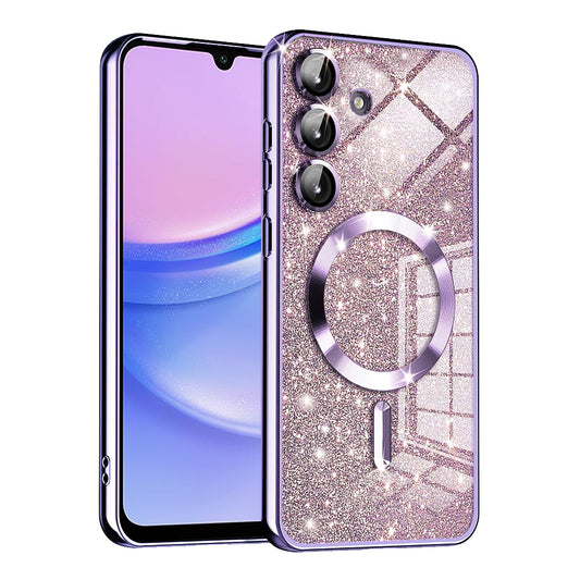 Coque MagSafe pour Samsung Galaxy A15 5G A156 / A15 A155, Techsuit, Luxury Glitter, Violet Clair