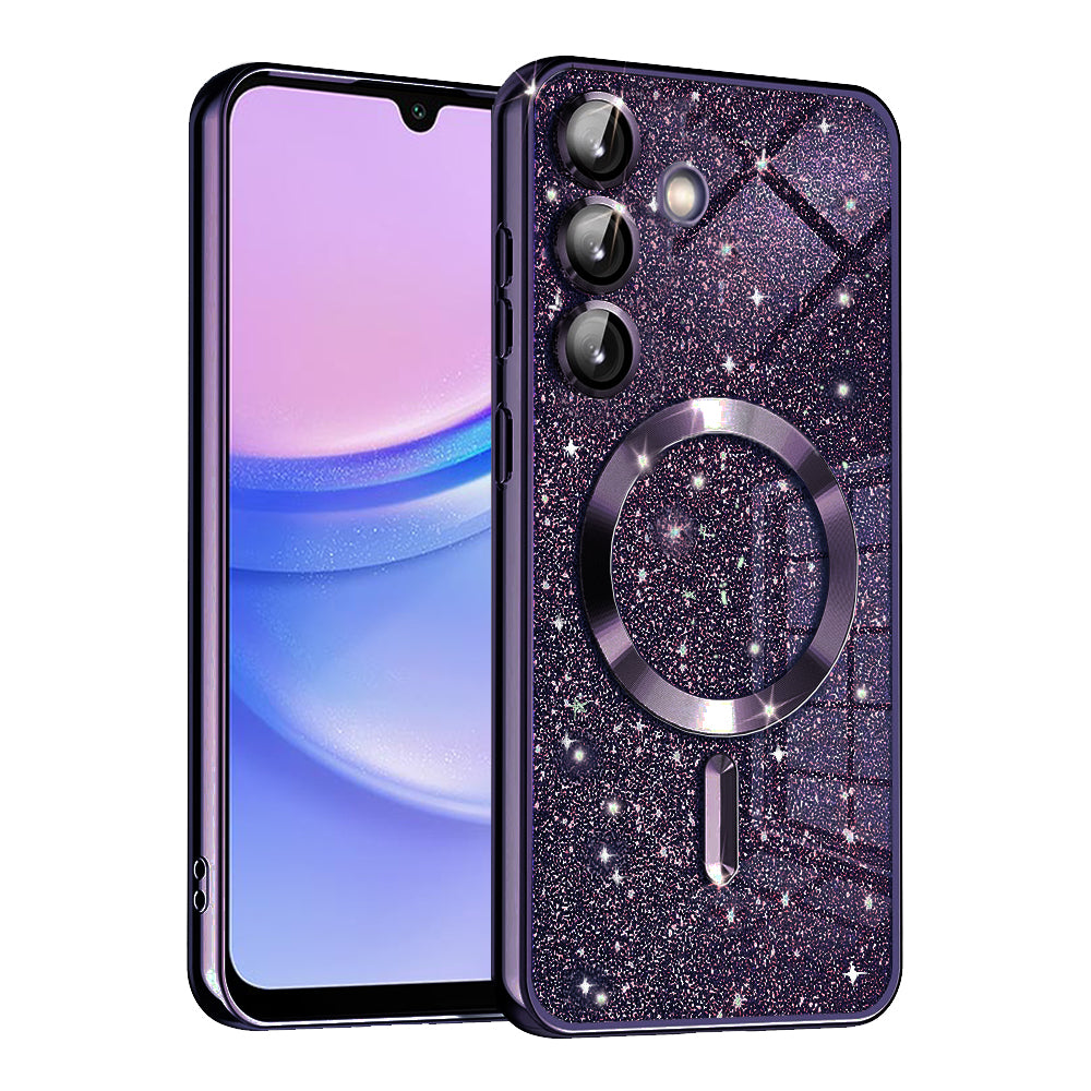 MagSafe-Hülle für Samsung Galaxy A15 5G A156 / A15 A155, Techsuit, Luxury Glitter, Dunkellila