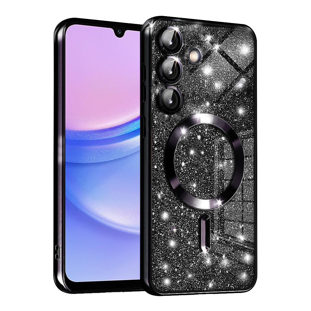 Custodia MagSafe per Samsung Galaxy A15 5G A156 / A15 A155, Techsuit, Luxury Glitter, Nera