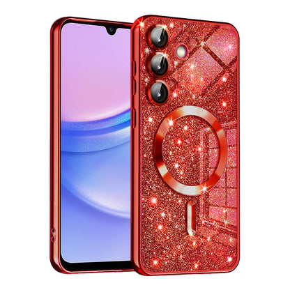 Custodia MagSafe per Samsung Galaxy A15 5G A156 / A15 A155, Techsuit, Luxury Glitter, Rosa