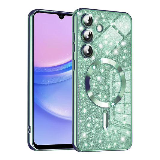 Custodia MagSafe per Samsung Galaxy A15 5G A156 / A15 A155, Techsuit, Luxury Glitter, Verde Chiaro