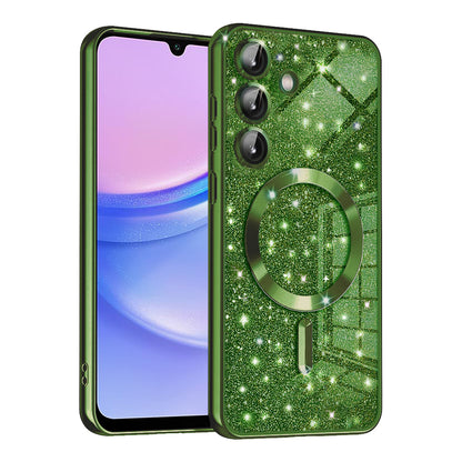 Custodia MagSafe per Samsung Galaxy A15 5G A156 / A15 A155, Techsuit, Luxury Glitter, Verde Scuro
