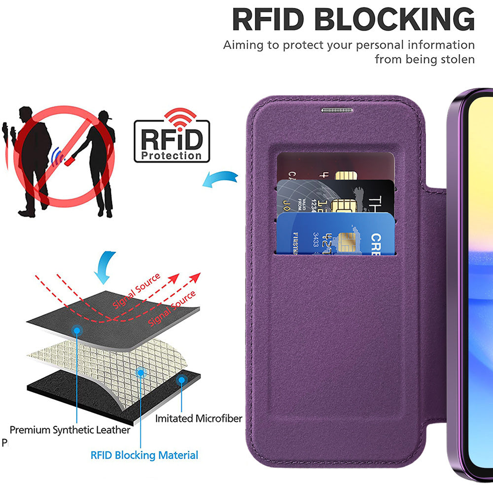 Coque MagSafe pour Samsung Galaxy A15 5G A156 / A15 A155, Techsuit, SmartMag Book, Violet