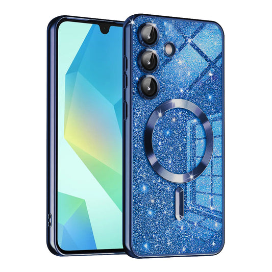 MagSafe-Hülle für Samsung Galaxy A16 5G A166 / A16 4G A165, Techsuit, Luxury Glitter, Dunkelblau