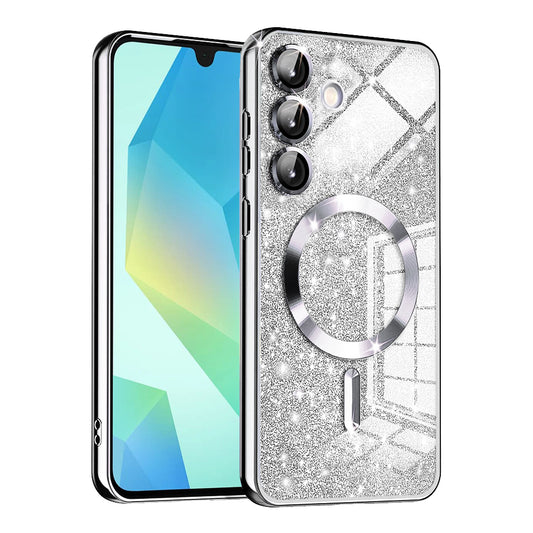 MagSafe-Hülle für Samsung Galaxy A16 5G A166 / A16 4G A165, Techsuit, Luxury Glitter, Silber