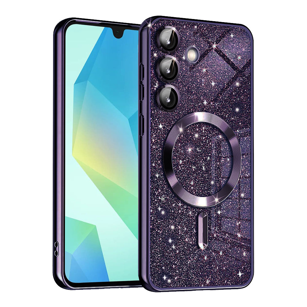 Custodia MagSafe per Samsung Galaxy A16 5G A166 / A16 4G A165, Techsuit, Luxury Glitter, Viola Scuro