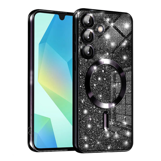 MagSafe-Hülle für Samsung Galaxy A16 5G A166 / A16 4G A165, Techsuit, Luxury Glitter, Schwarz