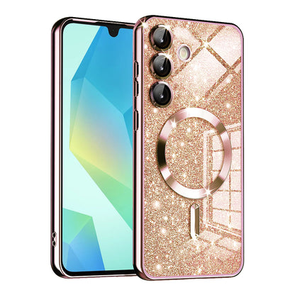 Coque MagSafe pour Samsung Galaxy A16 5G A166 / A16 4G A165, Techsuit, Luxury Glitter, Rose Doré