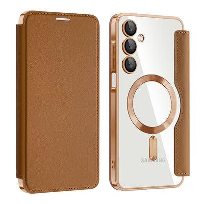 Coque MagSafe pour Samsung Galaxy A16 5G A166 / A16 4G A165, Techsuit, SmartMag Book, Marron