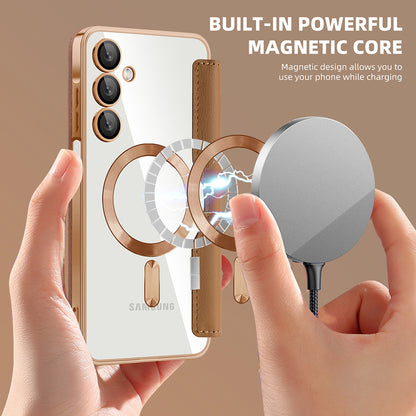 Coque MagSafe pour Samsung Galaxy A16 5G A166 / A16 4G A165, Techsuit, SmartMag Book, Marron