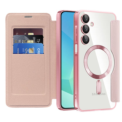 Coque MagSafe pour Samsung Galaxy A16 5G A166 / A16 4G A165, Techsuit, SmartMag Book, Rose