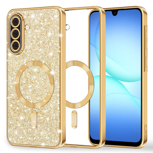 Custodia MagSafe per Samsung Galaxy A17 4G / A17 5G, Techsuit, Luxury Glitter, Dorata