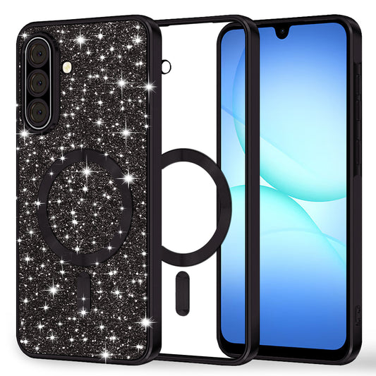 Custodia MagSafe per Samsung Galaxy A17 4G / A17 5G, Techsuit, Luxury Glitter, Nera