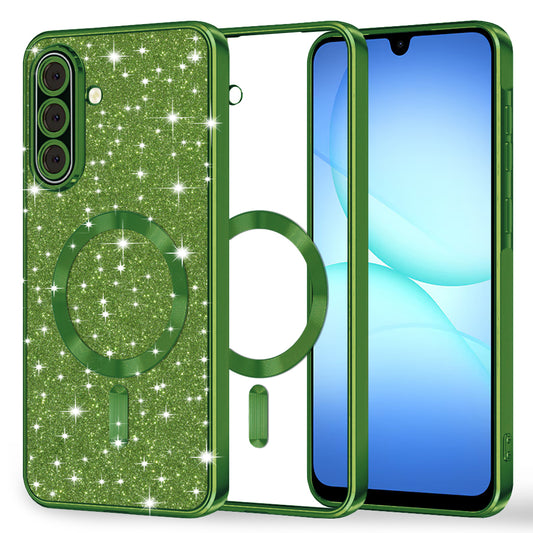 Custodia MagSafe per Samsung Galaxy A17 4G / A17 5G, Techsuit, Luxury Glitter, Verde Scuro