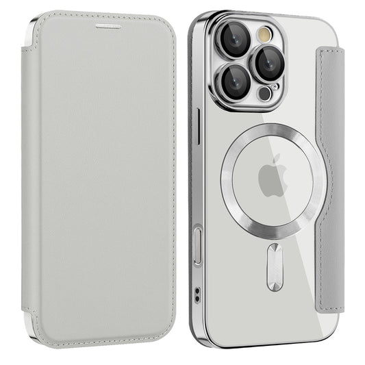 Coque MagSafe pour Samsung Galaxy A17 5G, Techsuit, SmartMag Book, Gris