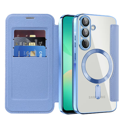 Coque MagSafe pour Samsung Galaxy A26 A266, Techsuit, SmartMag Book, Bleu